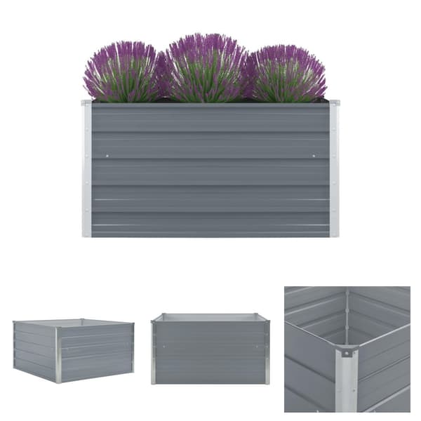 The Living Store forhøjet blomsterbed 100 x 100 x 45 cm galvaniseret stål grå -  Plantekrukker