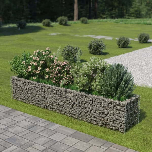 The Living Store Planteringsgabion upphöjd galvaniserat stål 270x50x50 cm -  Krukor & odlingslådor