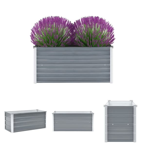 The Living Store forhøjet plantekasse 100x40x45 cm galvaniseret stål grå - Plantekrukker