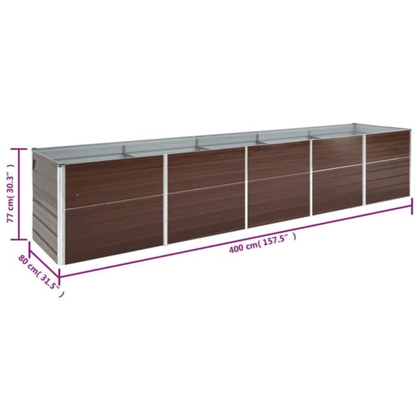 The Living Store Odlingslåda upphöjd galvaniserat stål 400x80x77 cm brun -  Krukor & odlingslådor