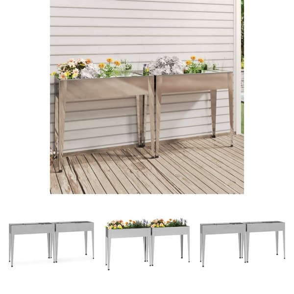 The Living Store plantekasser 2 stk. galvaniseret stål - Plantekrukker