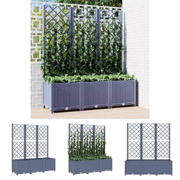 The Living Store plantekasse med espalier 120x40x136 cm PP mørkegrå -  Plantekrukker