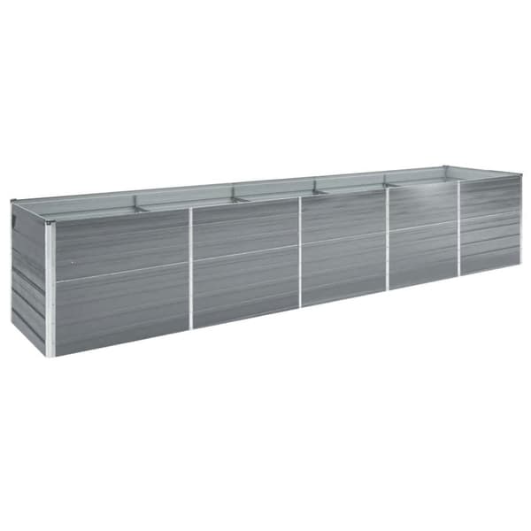 The Living Store forhøjet plantekasse 400x80x77 cm galvaniseret stål grå - Plantekrukker