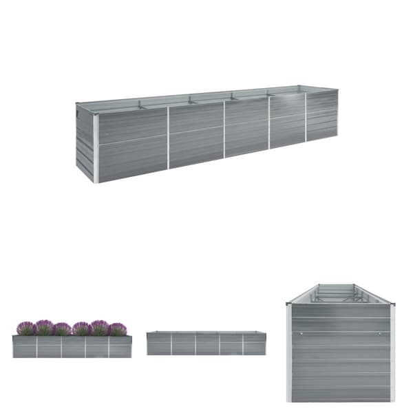 The Living Store forhøjet plantekasse 400x80x77 cm galvaniseret stål grå - Plantekrukker