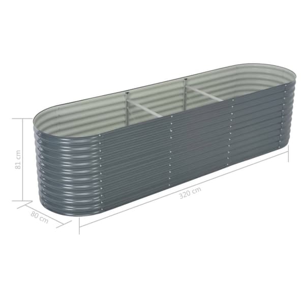 The Living Store forhøjet plantekasse 320x80x81 cm galvaniseret stål grå -  Plantekrukker
