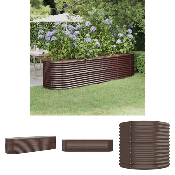The Living Store plantekasse 296x80x68 cm pulverlakeret stål brun - Plantekrukker