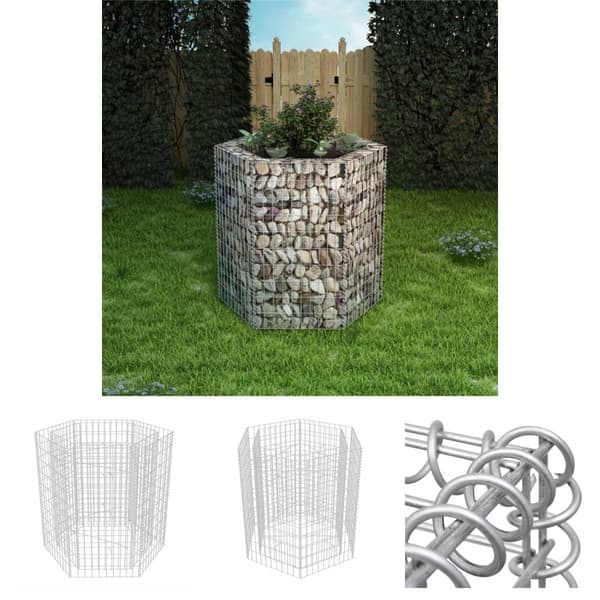 The Living Store sekskantet gabion-højbed 100x90x100 cm -  Plantekrukker