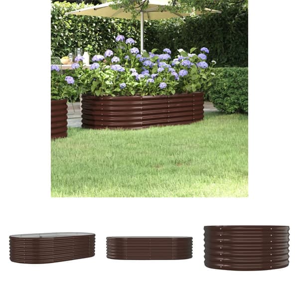 The Living Store plantekasse 152x80x36 cm pulverlakeret stål brun -  Plantekrukker