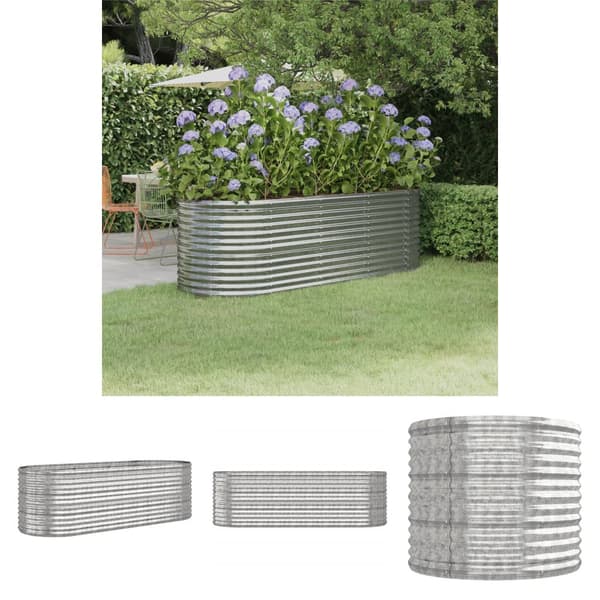 The Living Store plantekrukke 224x80x68 cm pulverlakeret stål sølvfarvet - Plantekrukker