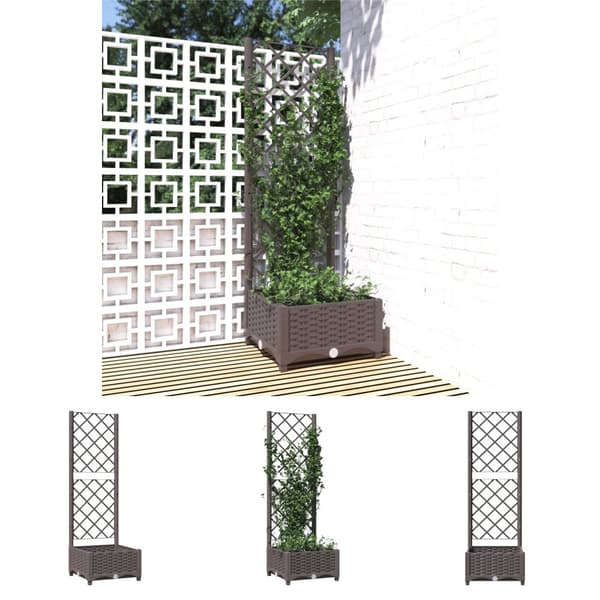 The Living Store plantekasse med espalier 40x40x121,5 cm PP brun -  Plantekrukker