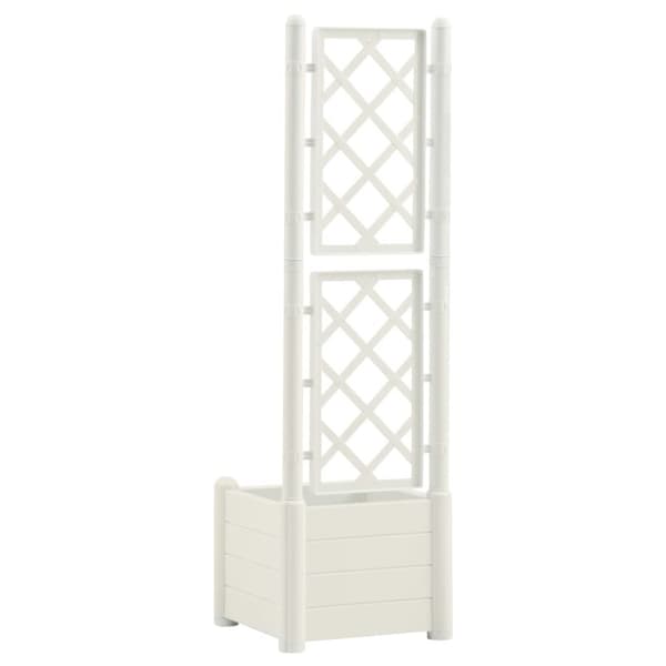 The Living Store plantekasse med espalier 43x43x142 cm PP hvid -  Plantekrukker