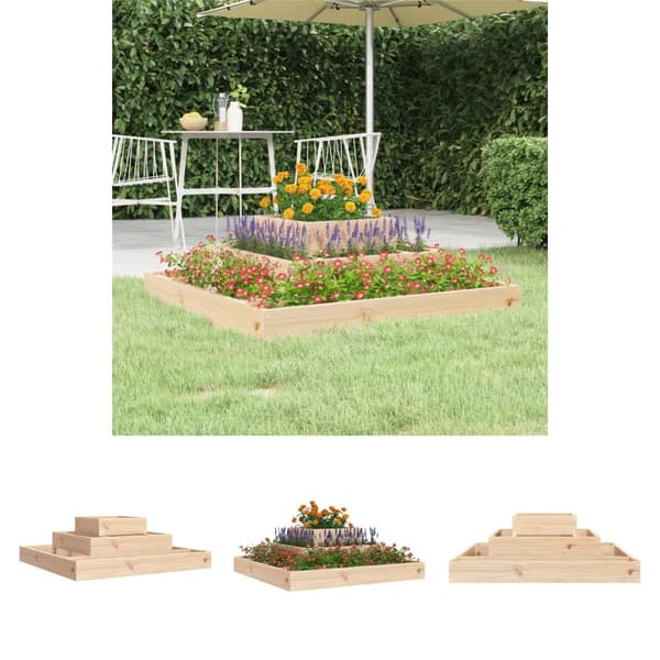 The Living Store plantekasse 80x80x27 cm massivt fyrretræ -  Plantekrukker