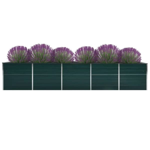 The Living Store forhøjet plantekasse 400x80x45 cm galvaniseret stål grøn -  Plantekrukker