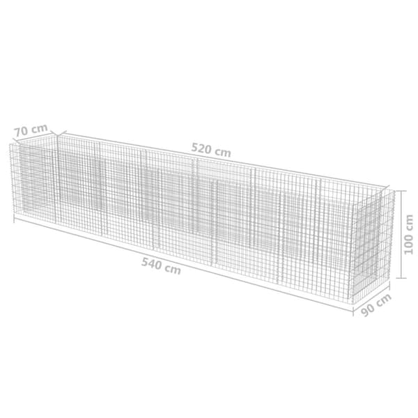 The Living Store Planteringsgabion upphöjd galvaniserat stål 540x90x100 cm -  Krukor & odlingslådor