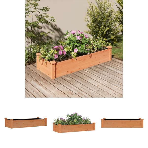 The Living Store Odlingslåda med foder brun 120x45x25 cm massivt granträ -  Krukor & odlingslådor
