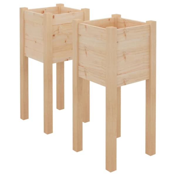 The Living Store plantekasser 2 stk. 31x31x70 cm massivt fyrretræ - Plantekrukker