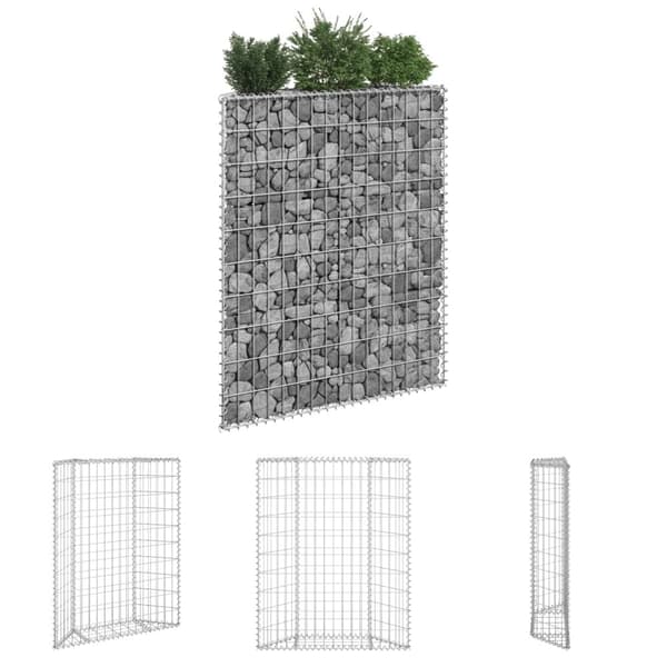 The Living Store Gabion trapets upphöjd galvaniserat stål 80x20x100 cm -  Krukor & odlingslådor