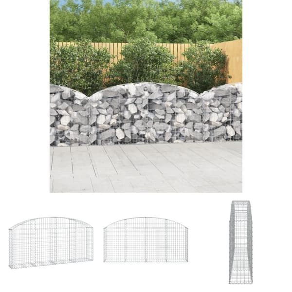 The Living Store buet gabionkurv 200x30x80/100 cm galvaniseret jern -  Plantekrukker