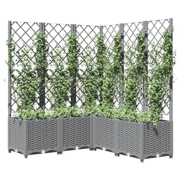 The Living Store Odlingslåda med spaljé ljusgrå 120x120x136 cm PP -  Krukor & odlingslådor