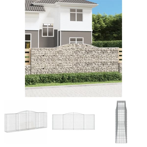 The Living Store buet gabionkurv 400x50x140/160 cm galvaniseret jern -  Plantekrukker