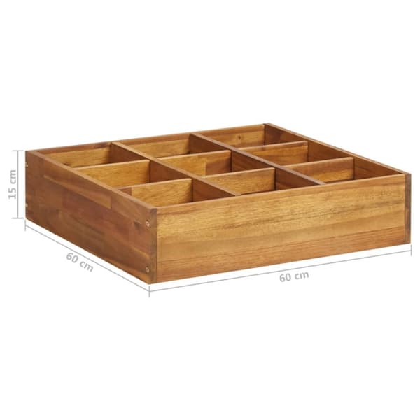 The Living Store hævet plantekasse til urter 60x60x15 cm massivt akacietræ -  Plantekrukker
