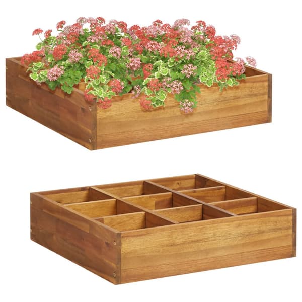 The Living Store hævet plantekasse til urter 60x60x15 cm massivt akacietræ -  Plantekrukker