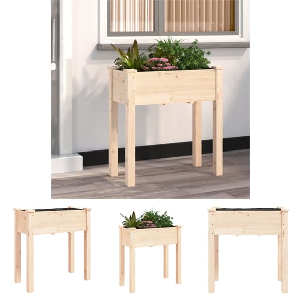 The Living Store plantekasse med foring 71x37x76 cm massivt fyrretræ -  Plantekrukker