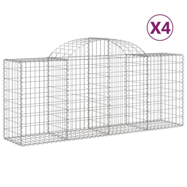 The Living Store buede gabionkurve 4 stk. 200x50x80/100 cm galvaniseret jern -  Plantekrukker