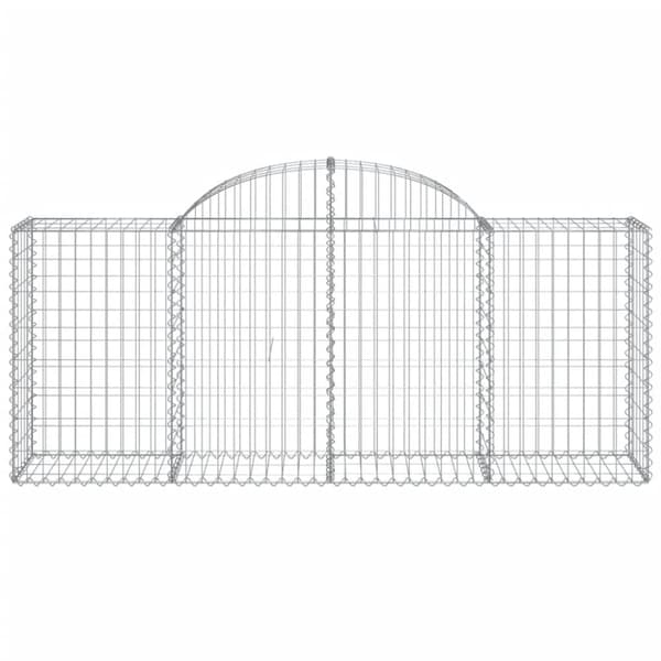 The Living Store buede gabionkurve 4 stk. 200x50x80/100 cm galvaniseret jern -  Plantekrukker