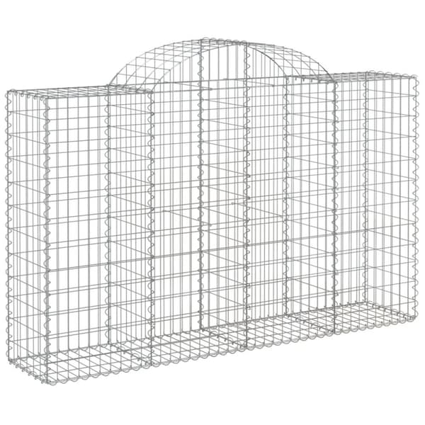 The Living Store buede gabionkurve 4 stk. 200x50x120/140 cm galvaniseret jern - Plantekrukker