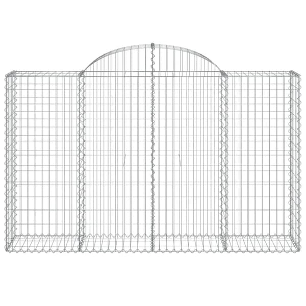 The Living Store buede gabionkurve 4 stk. 200x50x120/140 cm galvaniseret jern - Plantekrukker
