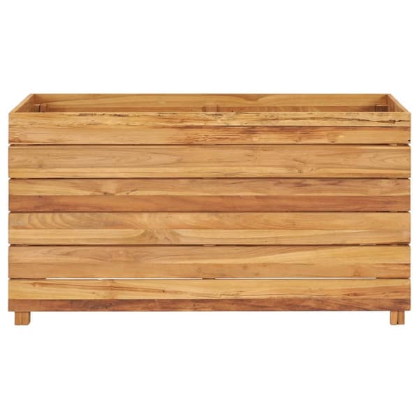 The Living Store Korotettu kukkalaatikko 100x40x55 cm kierrätetty tiikki/teräs -  Kukkaruukut & istutuslaatikot