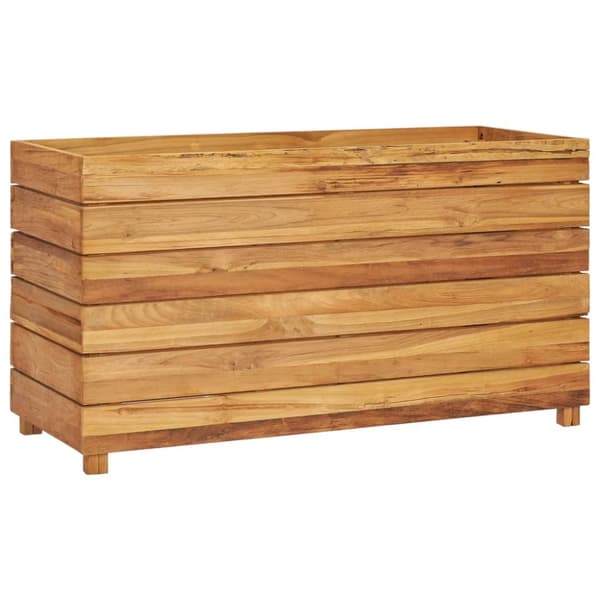 The Living Store Korotettu kukkalaatikko 100x40x55 cm kierrätetty tiikki/teräs -  Kukkaruukut & istutuslaatikot