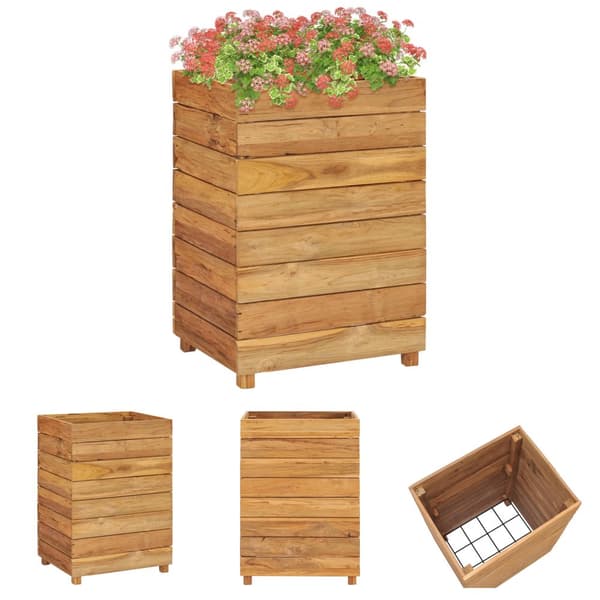 The Living Store højbed 50x40x72 cm genanvendt teaktræ og stål -  Plantekrukker