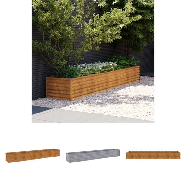 The Living Store højbed 291x50x36 cm cortenstål - Plantekrukker