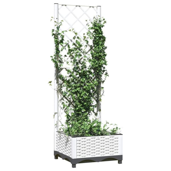The Living Store plantekasse med espalier 40x40x121,5 cm PP hvid - Plantekrukker