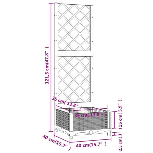 The Living Store plantekasse med espalier 40x40x121,5 cm PP hvid - Plantekrukker