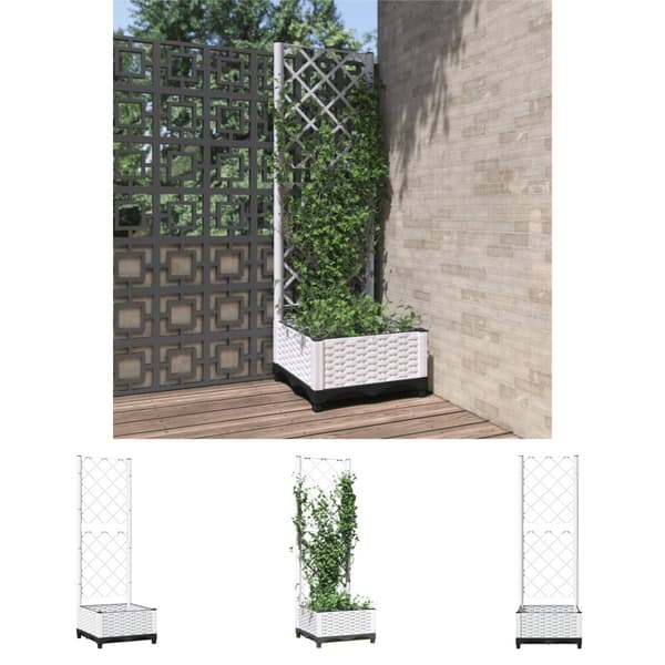 The Living Store plantekasse med espalier 40x40x121,5 cm PP hvid - Plantekrukker
