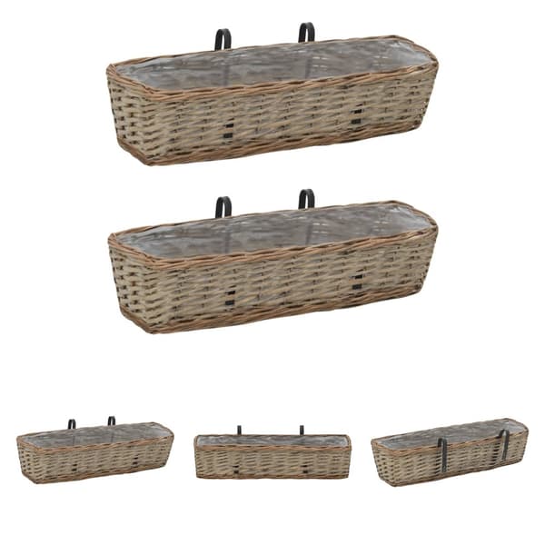 The Living Store plantekasse til balkonen 2 stk. kurveflet med PE-foring 60 cm -  Plantekrukker