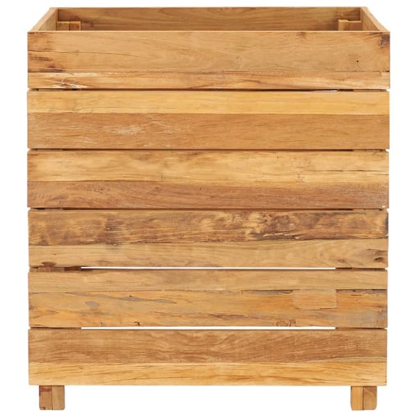 The Living Store højbed 50x40x55 cm genanvendt teaktræ og stål -  Plantekrukker