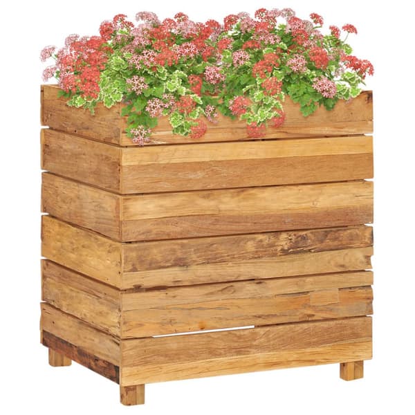 The Living Store højbed 50x40x55 cm genanvendt teaktræ og stål -  Plantekrukker