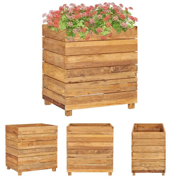 The Living Store højbed 50x40x55 cm genanvendt teaktræ og stål -  Plantekrukker