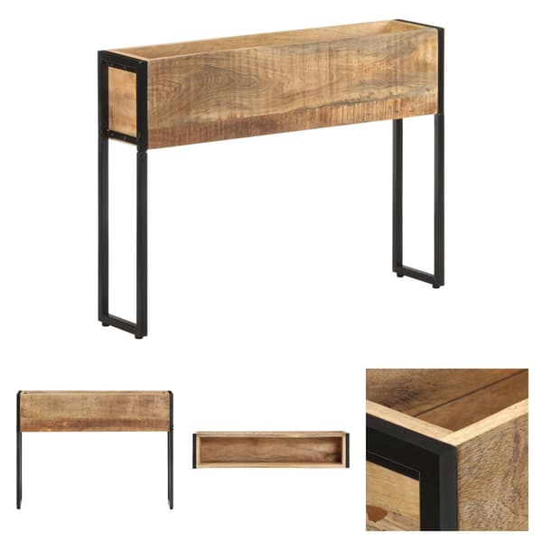 The Living Store plantekasse 90x20x68 cm massivt mangotræ -  Plantekrukker
