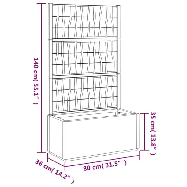 The Living Store plantekasse med espalier 80x36x140 cm PP hvid -  Plantekrukker