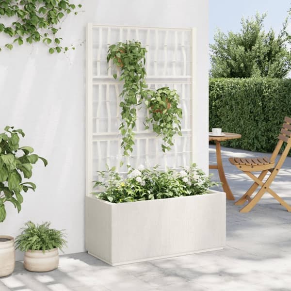 The Living Store plantekasse med espalier 80x36x140 cm PP hvid -  Plantekrukker
