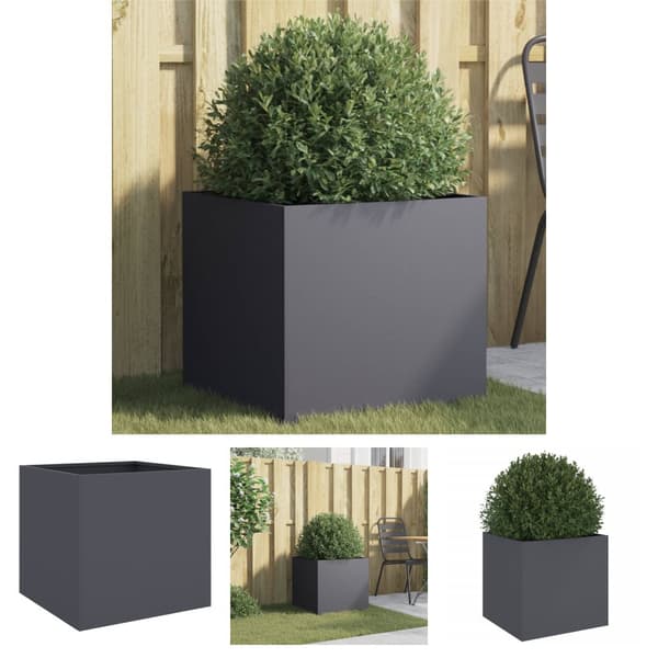The Living Store plantekasse 49x47x46 cm koldvalset stål antracitgrå -  Plantekrukker