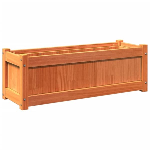 The Living Store plantekasse 90x31x31 cm massivt fyrretræ gyldenbrun - Plantekrukker