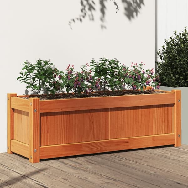 The Living Store plantekasse 90x31x31 cm massivt fyrretræ gyldenbrun -  Plantekrukker