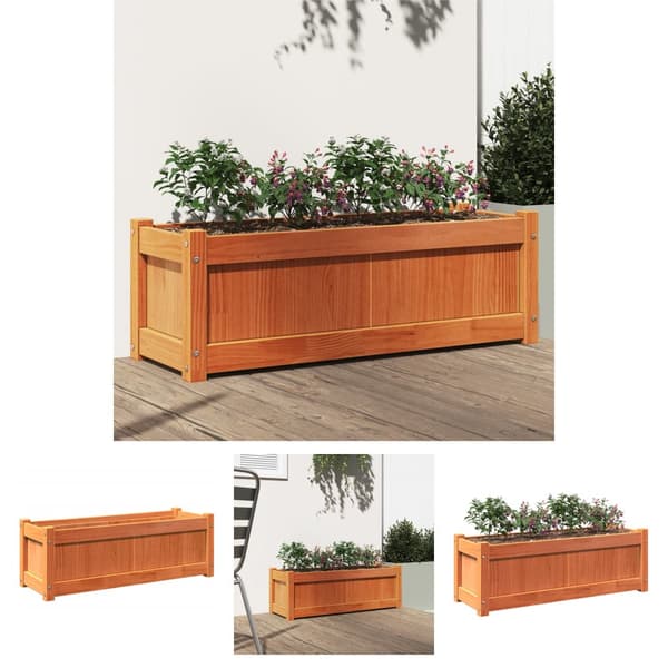 The Living Store plantekasse 90x31x31 cm massivt fyrretræ gyldenbrun - Plantekrukker