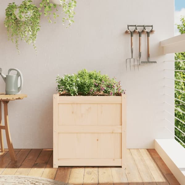 The Living Store plantekasse 60x60x60 cm massivt fyrretræ -  Plantekrukker